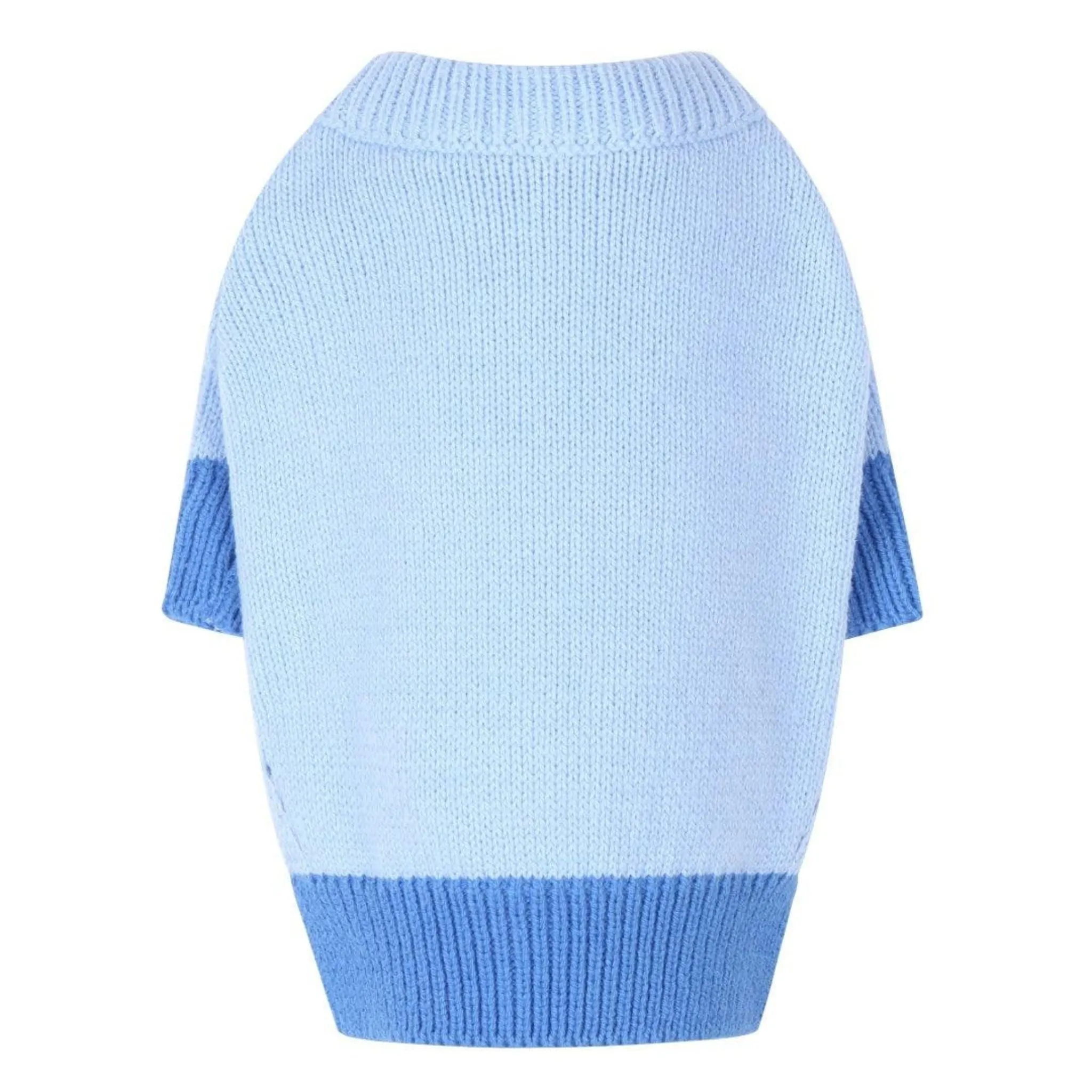 Blue Color Block Knit Dog Sweater