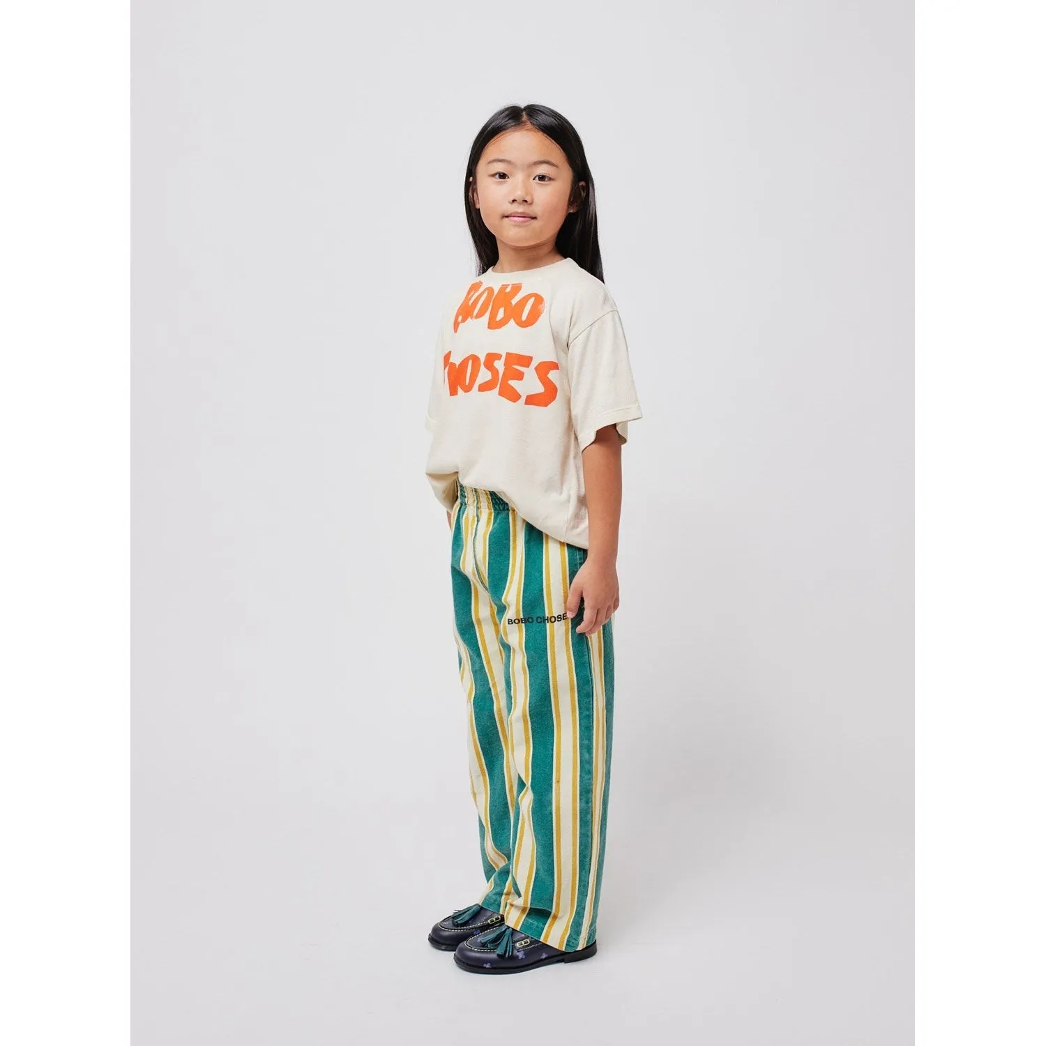 Bobo Choses Dark Green Stripes Straight Pants