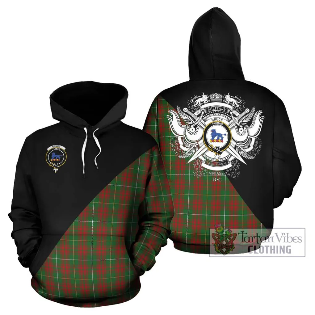 Bruce Hunting Tartan Hoodie with Family Crest and Military Logo Style