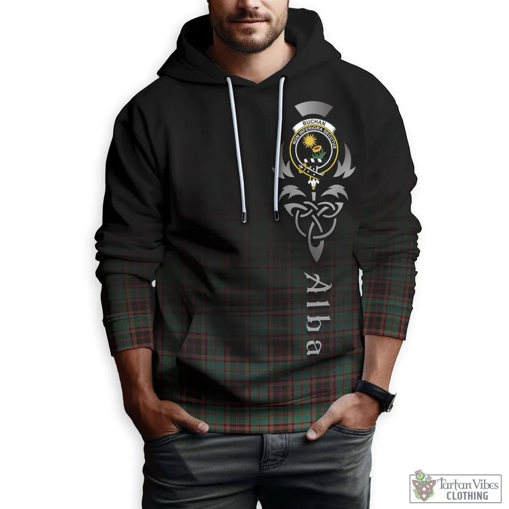 Buchan Ancient Tartan Hoodie Featuring Alba Gu Brath Family Crest Celtic Inspired