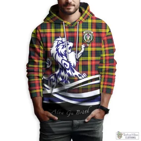 Buchanan Modern Tartan Hoodie with Alba Gu Brath Regal Lion Emblem