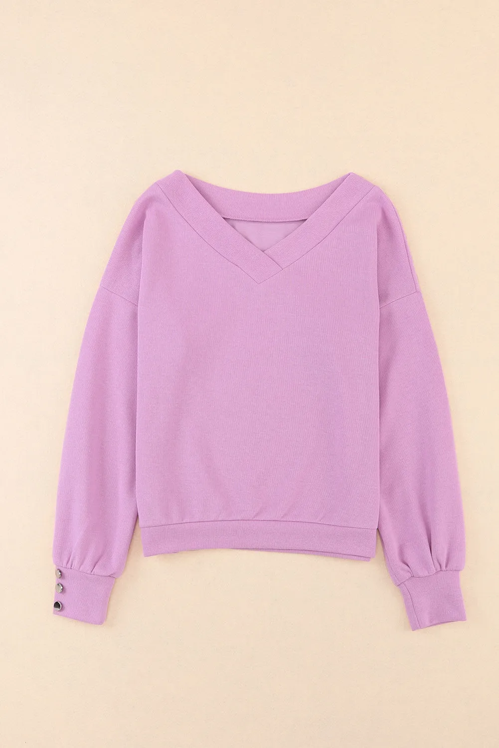 Buttoned Cuffs Long Sleeves Sweatshirt