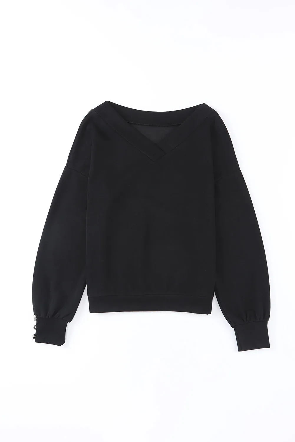 Buttoned Cuffs Long Sleeves Sweatshirt