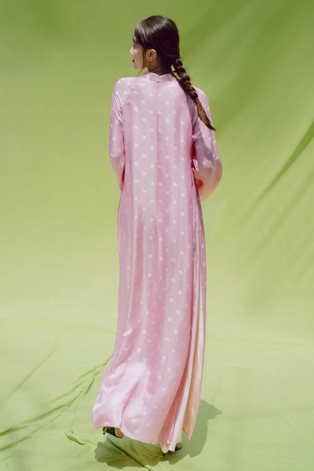 Cam Thuy Straight Back Zipper Mulberry Silk Floor Length Ao Dai