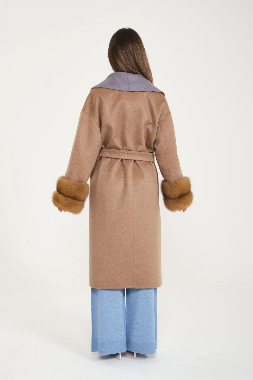 Camel / Grey Cashmere & Wool Coat