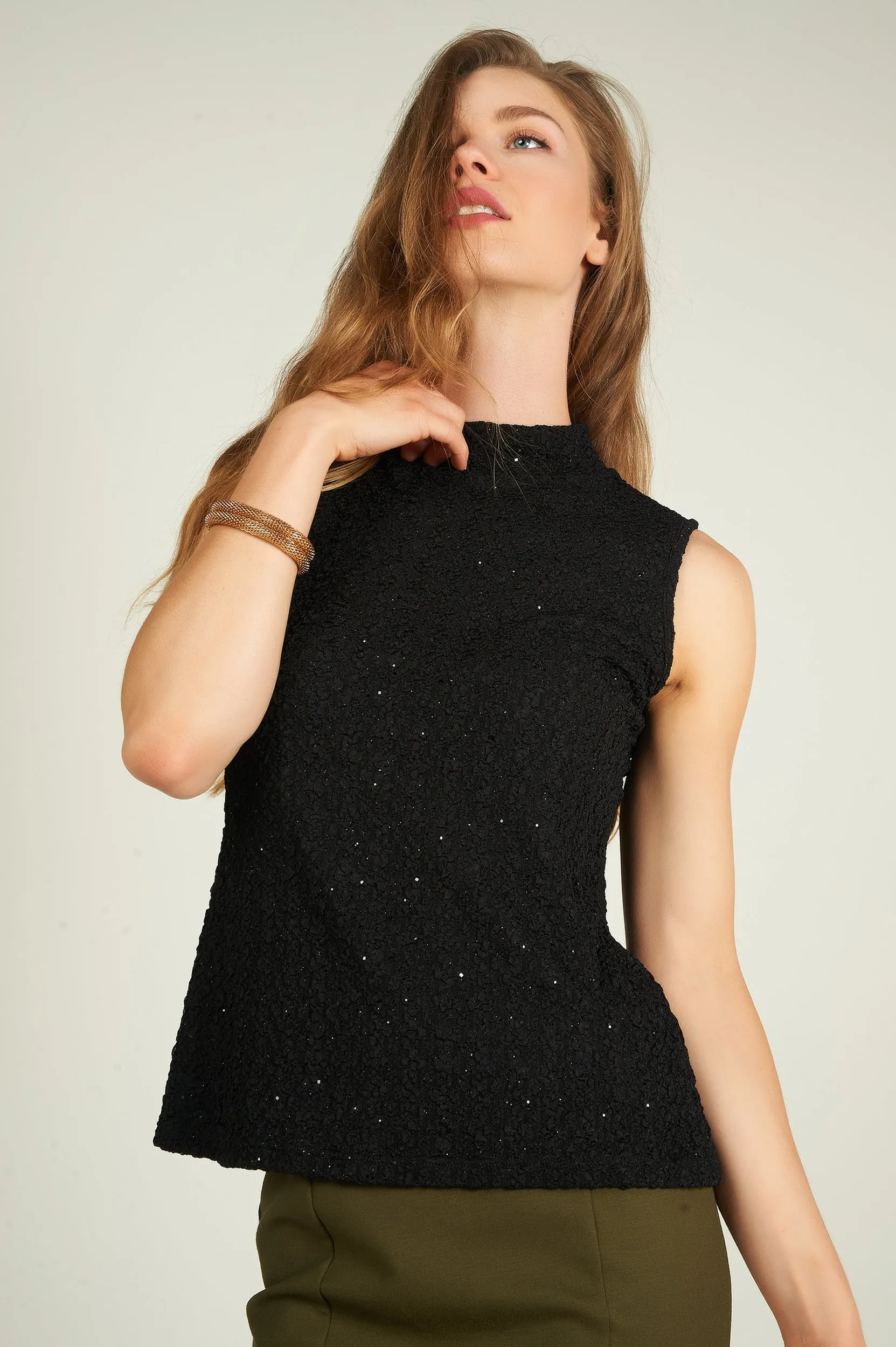 Camisole brillante à col montant - DORA-LUX2 - (R-A7)