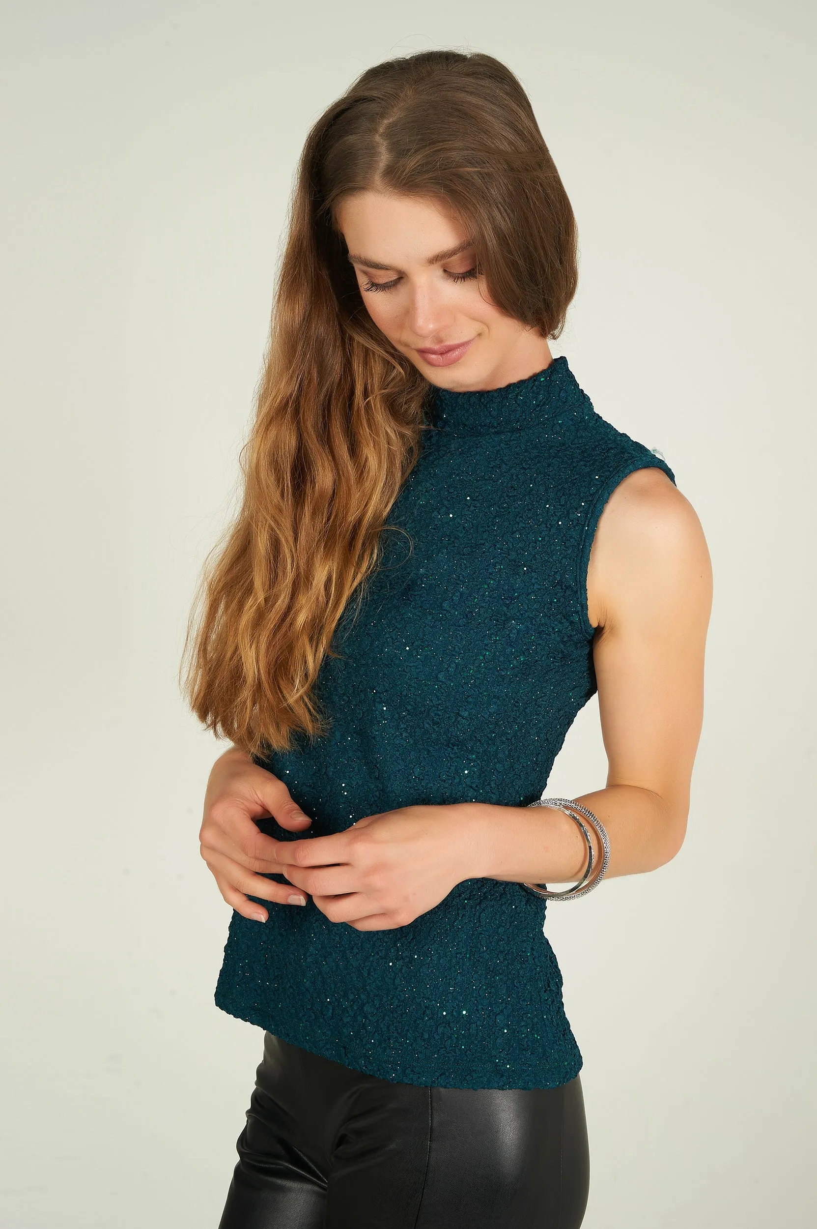 Camisole brillante à col montant - DORA-LUX2 - (R-A7)