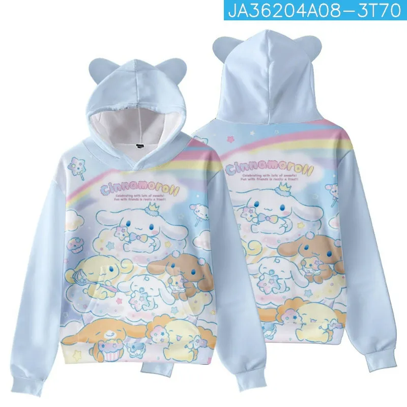 Cartoon Cinna Print Kids Hooded Sweater KI597