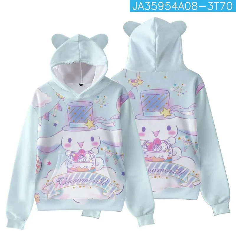 Cartoon Cinna Print Kids Hooded Sweater KI597