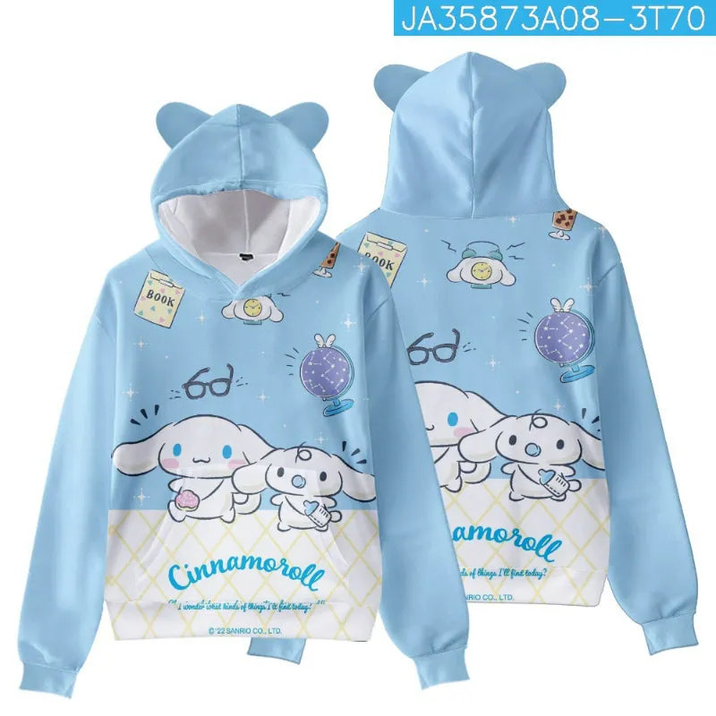 Cartoon Cinna Print Kids Hooded Sweater KI597