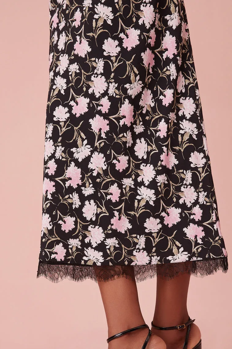 Castle Floral Crepe Midi Skirt