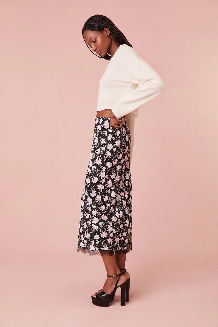 Castle Floral Crepe Midi Skirt