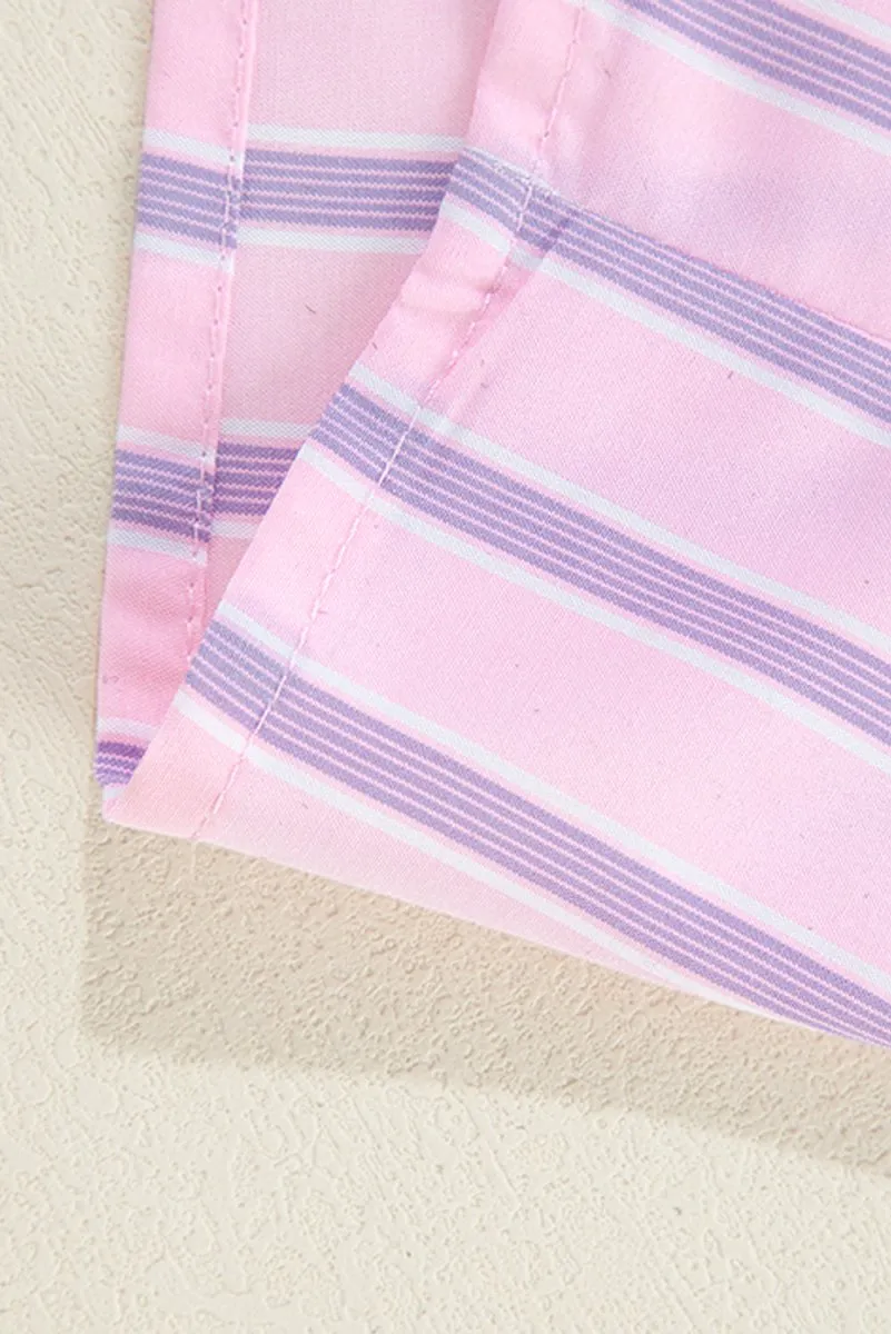 Casual Pink and Lilac Stripe Collared Shirt