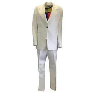 Christopher John Rogers Ivory Multi Three-Piece Linen Suit Set