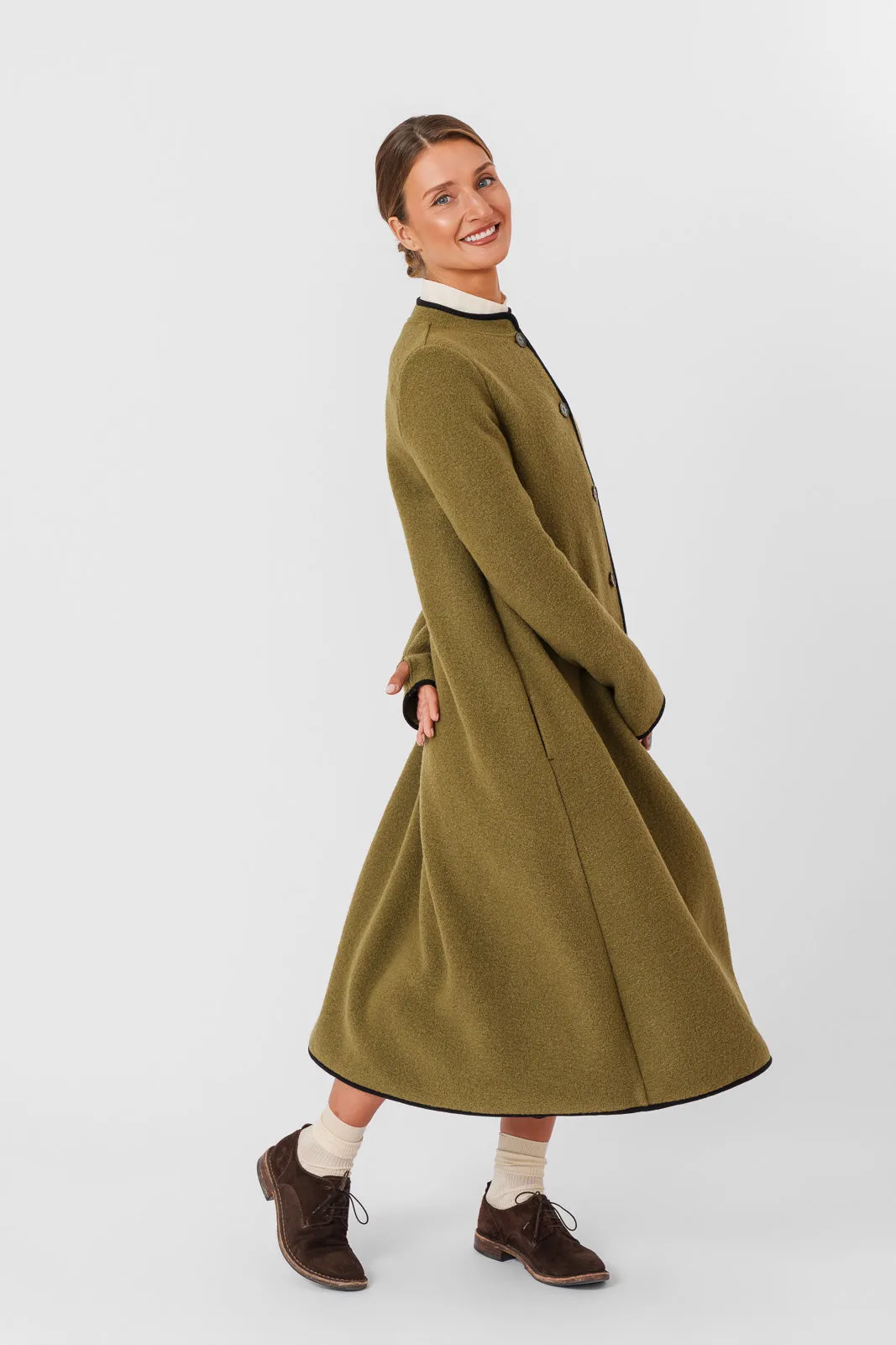 Classic Coat, Wool, Moss Green