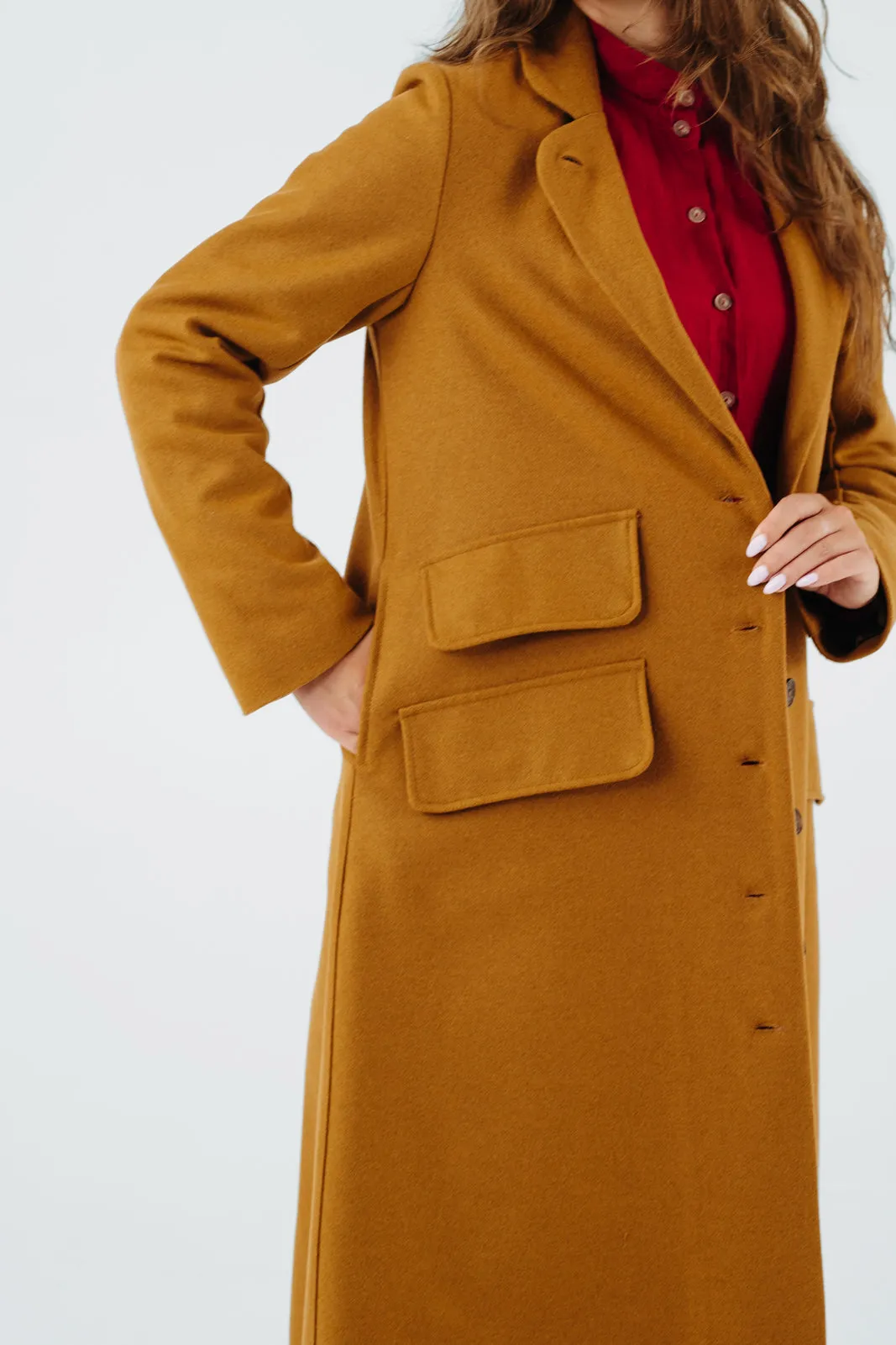 Claudia Coat, Wool, Warm Brown