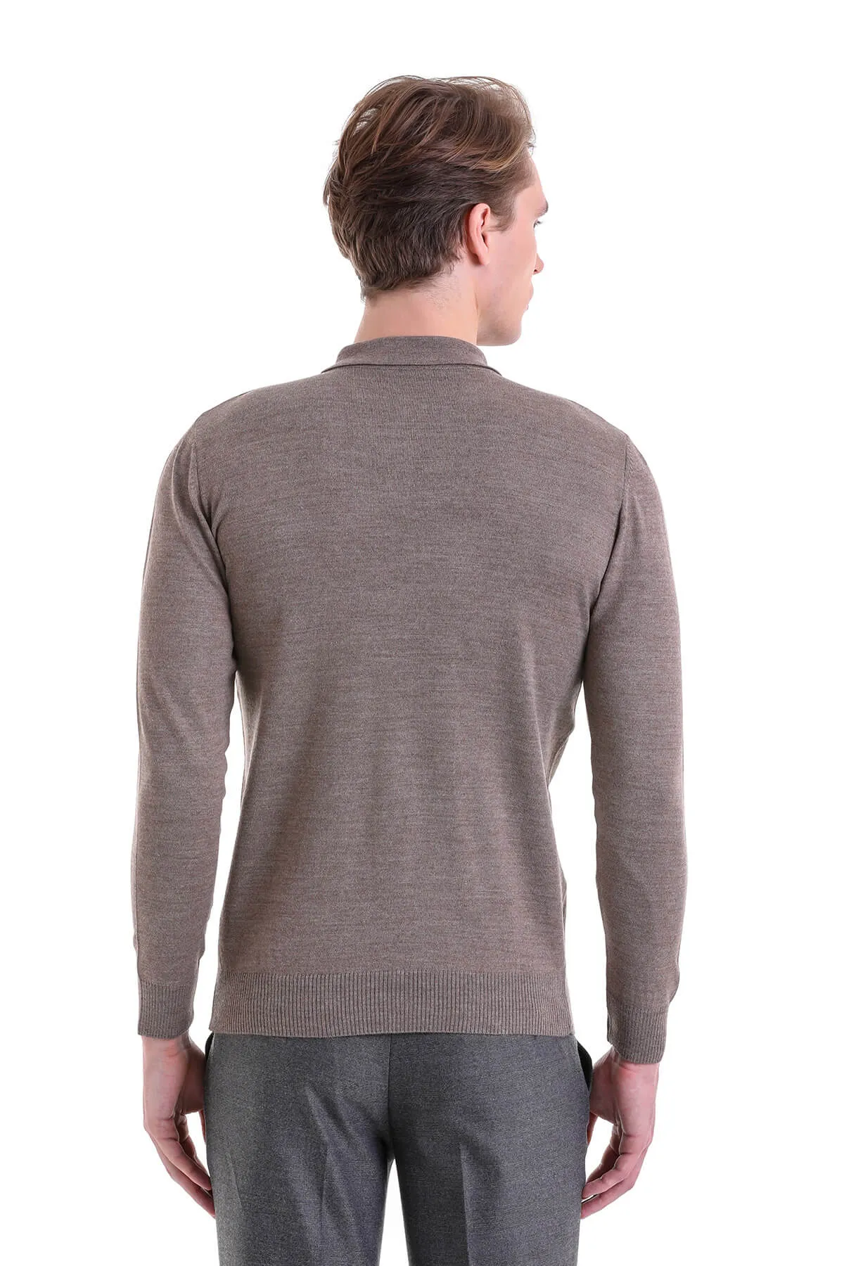 Comfort Fit Wool Blend Mink Polo Sweater