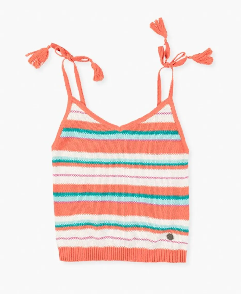 Coral Stripes Knit Tank