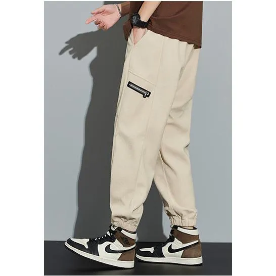 Corduroy Street Style Retro Drawstring Waist Loose Fit Tapered Pants