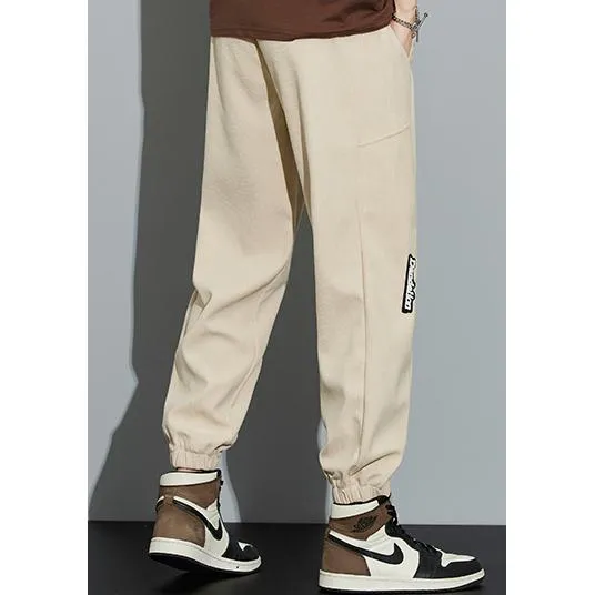 Corduroy Street Style Retro Drawstring Waist Loose Fit Tapered Pants