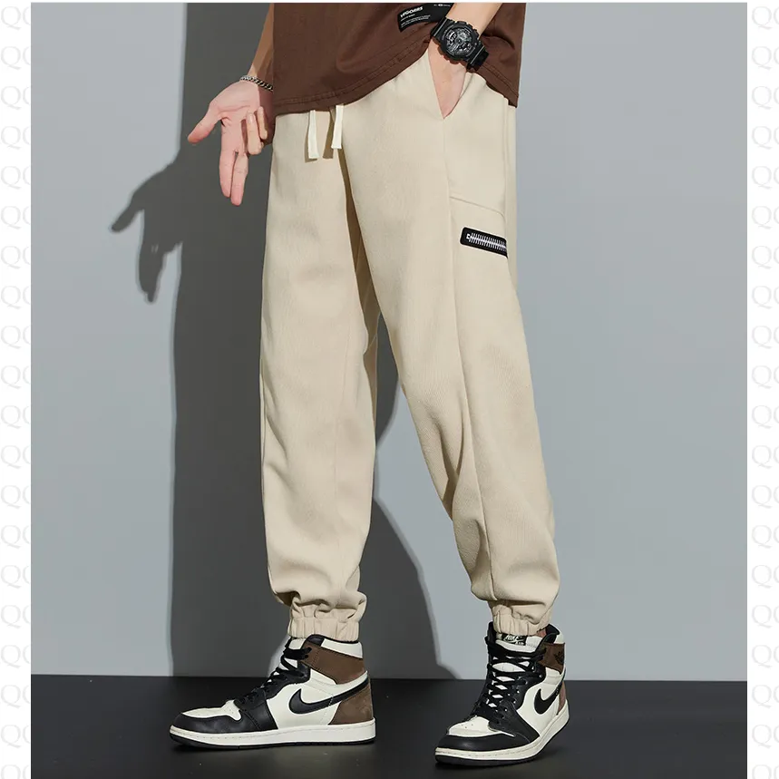 Corduroy Street Style Retro Drawstring Waist Loose Fit Tapered Pants