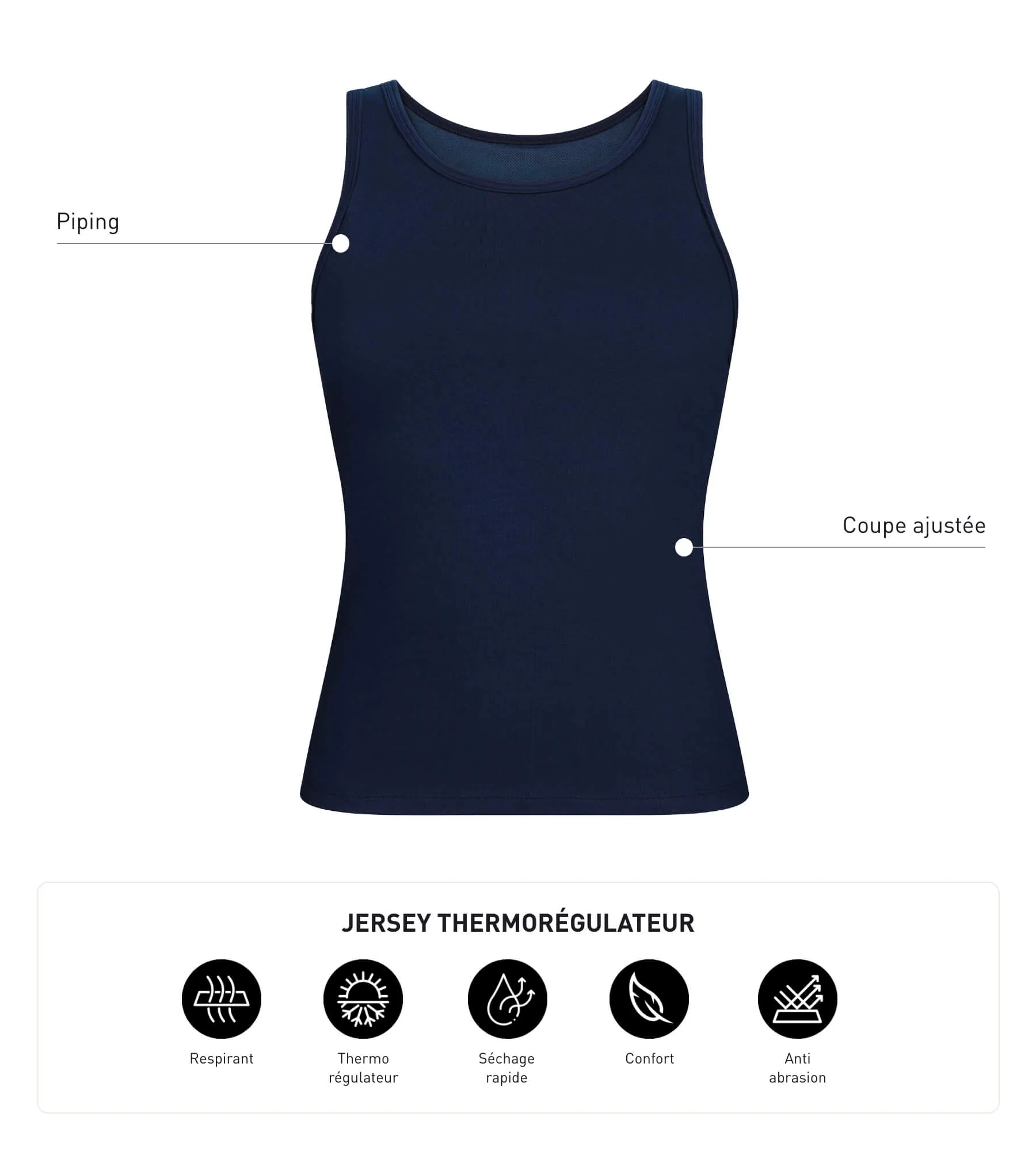 Débardeur de sport femme thermorégulateur en jersey Bleu Dim Move