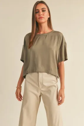 Dressy Round Neck Short Sleeve Top