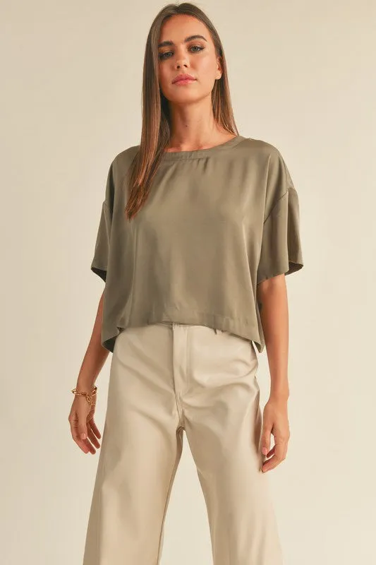 Dressy Round Neck Short Sleeve Top