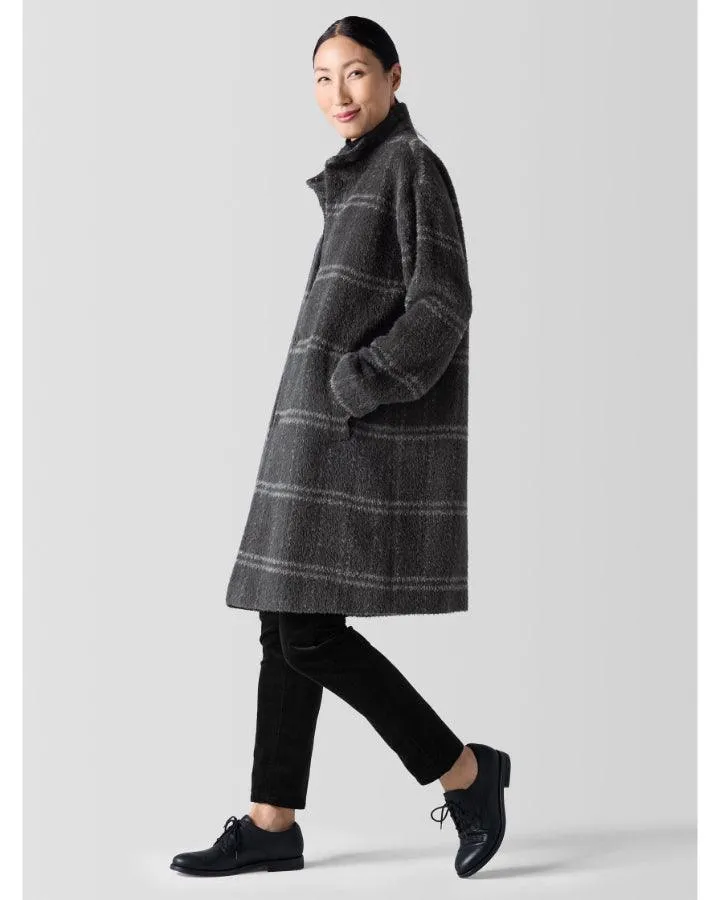 Eileen Fisher Windowpane Stand Collar Coat