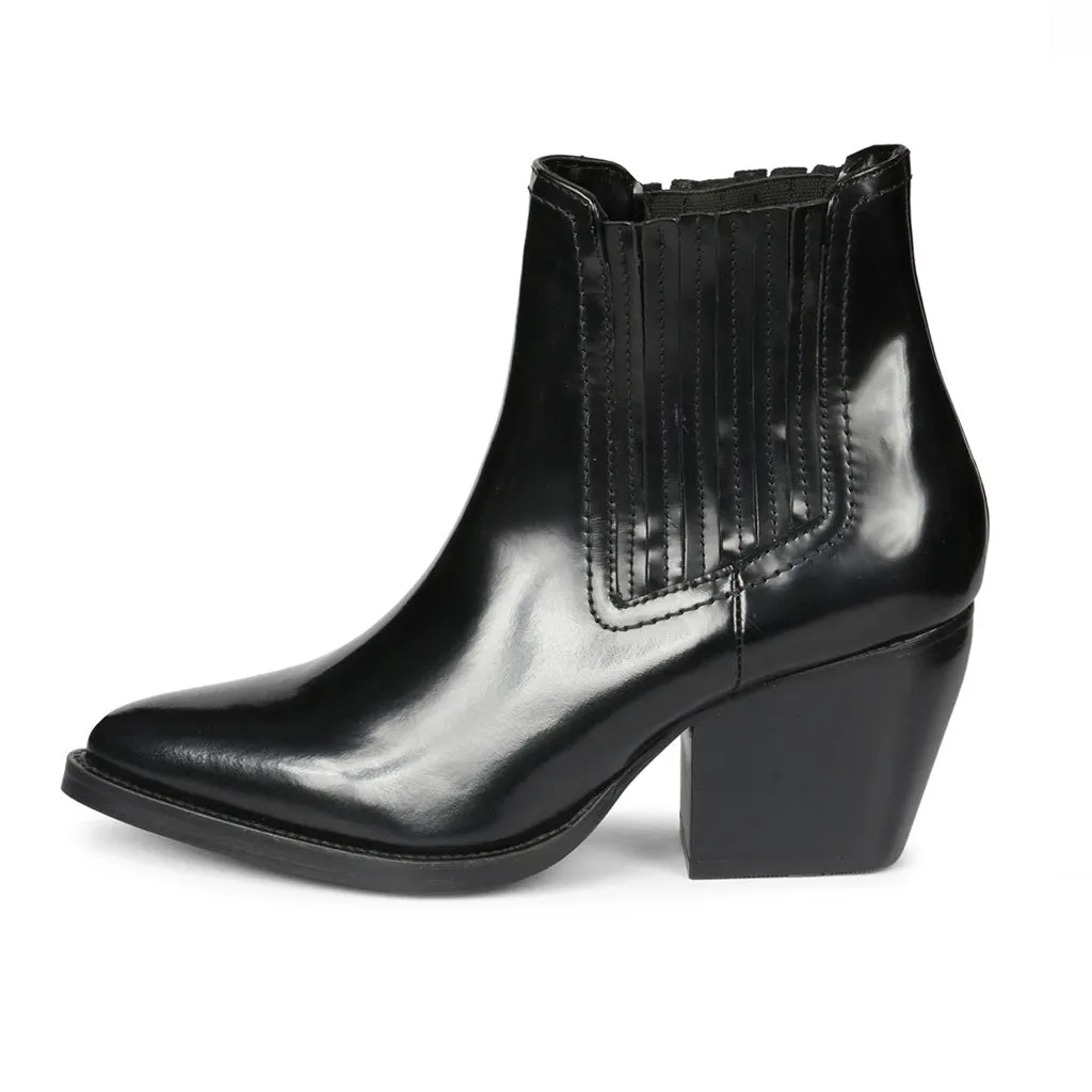 Eleanor Black Patent Leather Chelsea Boots