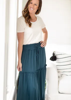 Emerald Tiered Ruffle Maxi Skirt