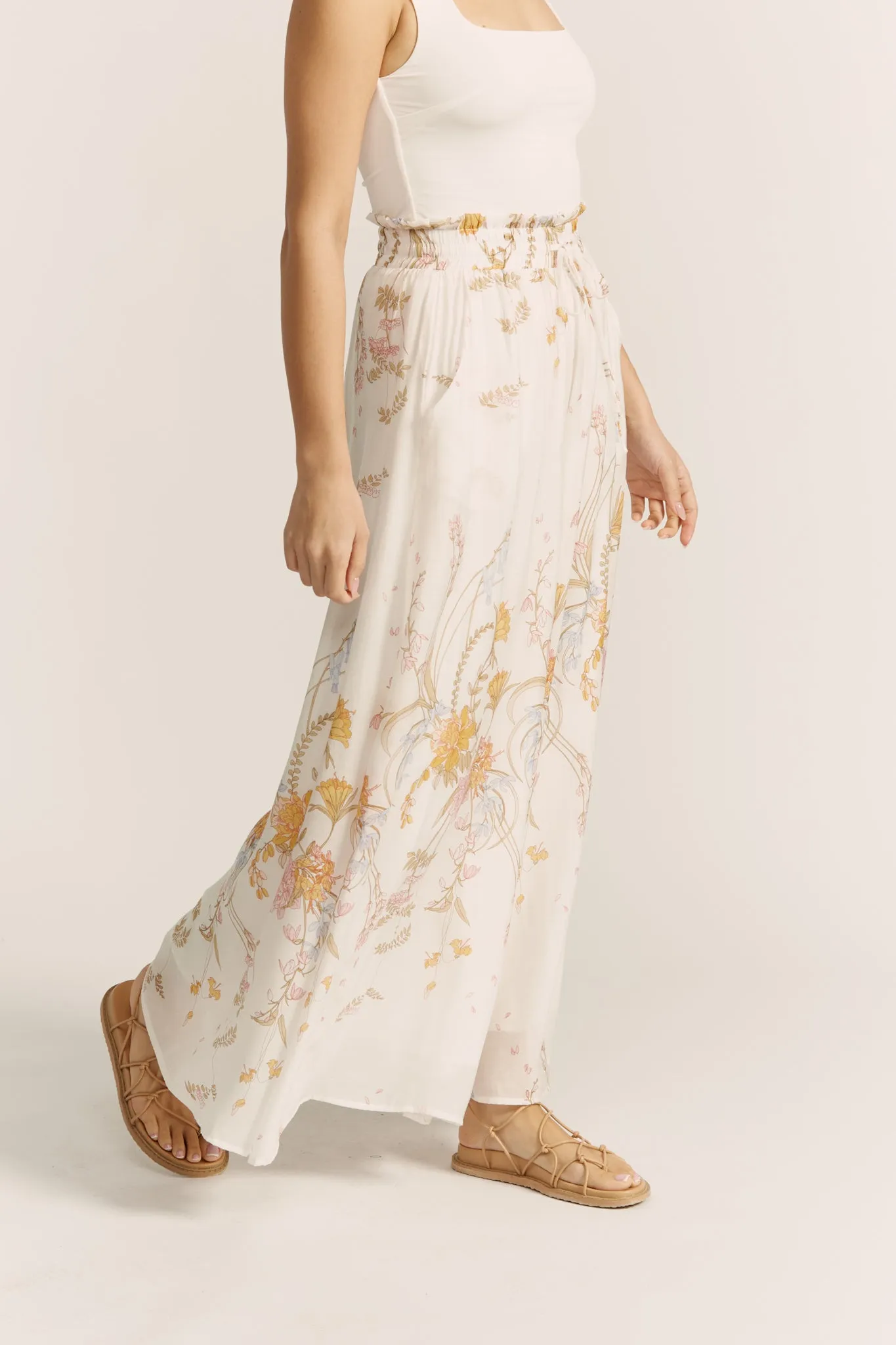 Emmeline Yellow Floral Wide Leg Pants