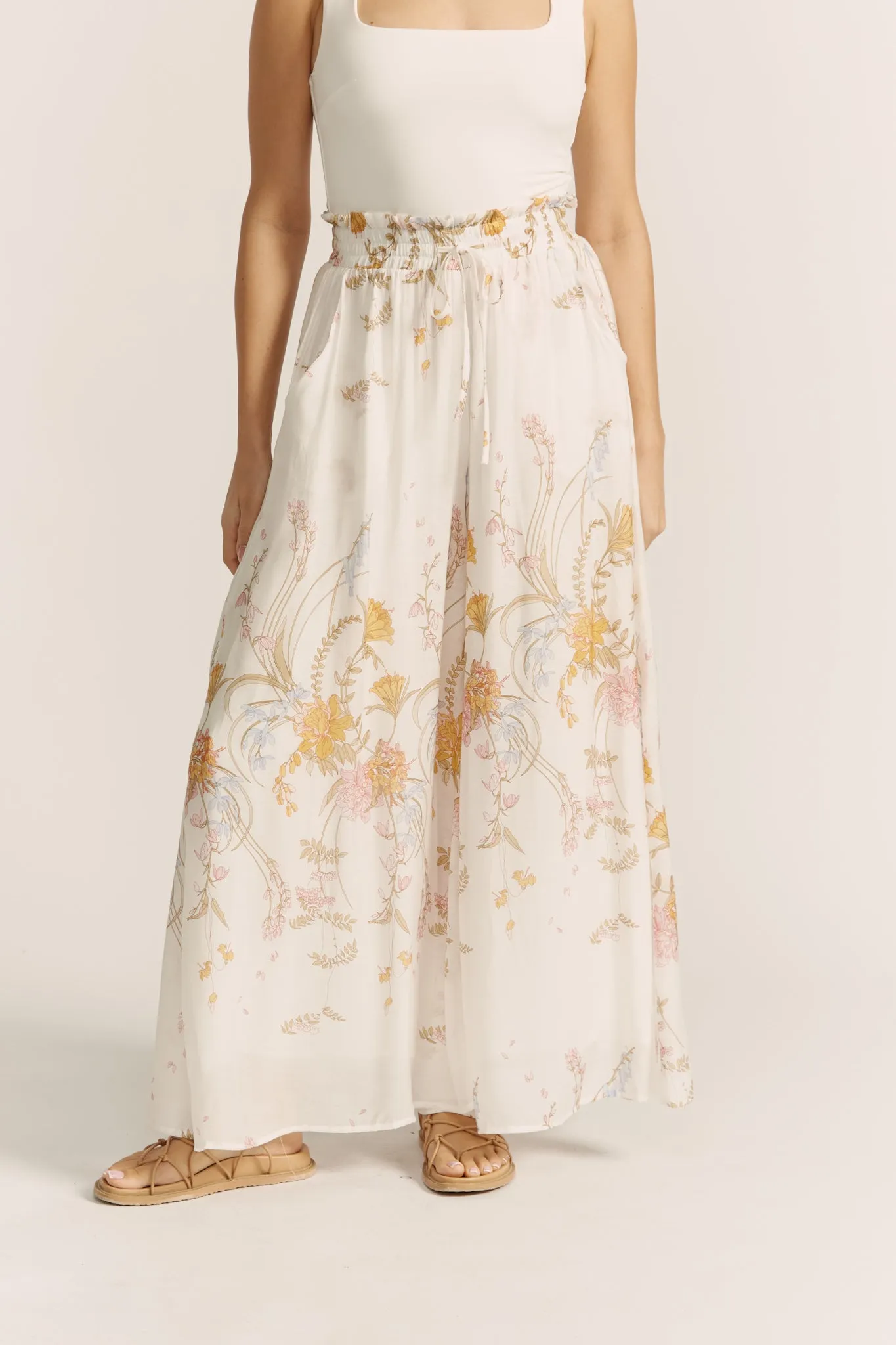 Emmeline Yellow Floral Wide Leg Pants