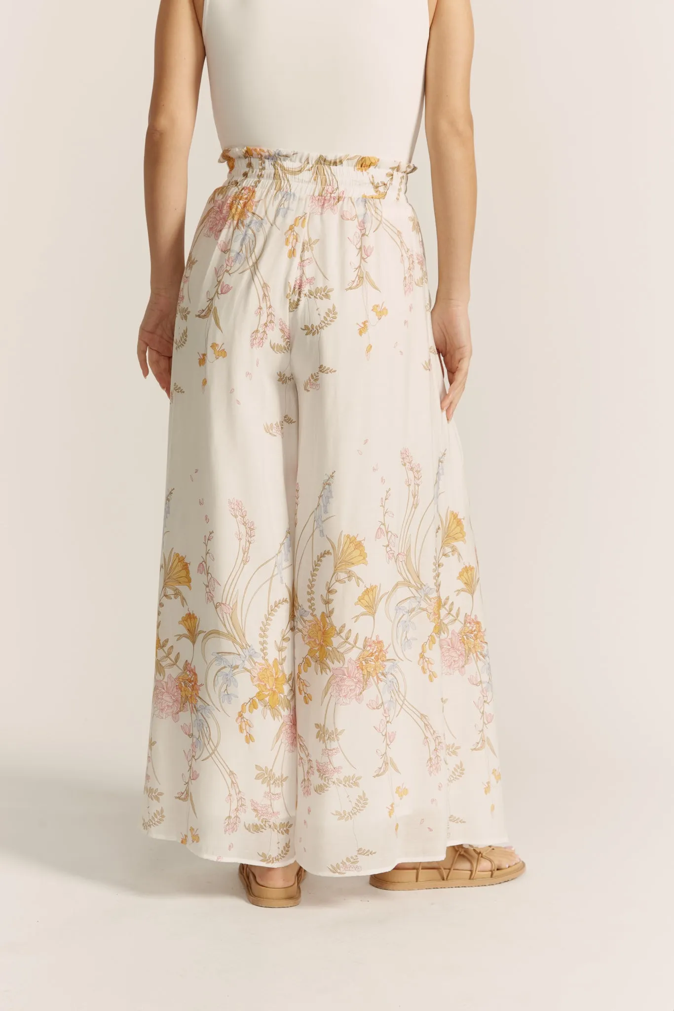 Emmeline Yellow Floral Wide Leg Pants