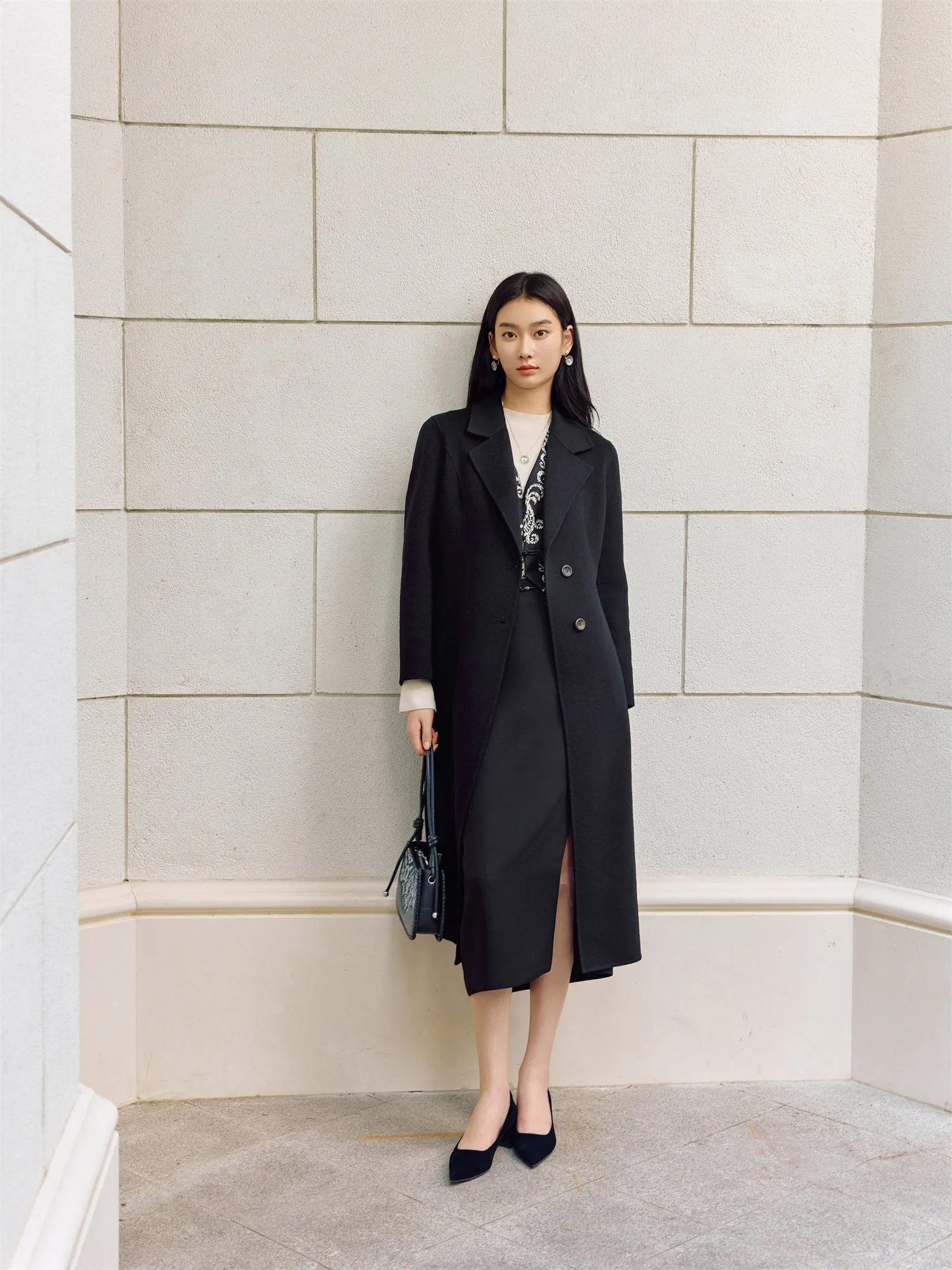 EP YAYING Double-Sided Wool Midi Coat