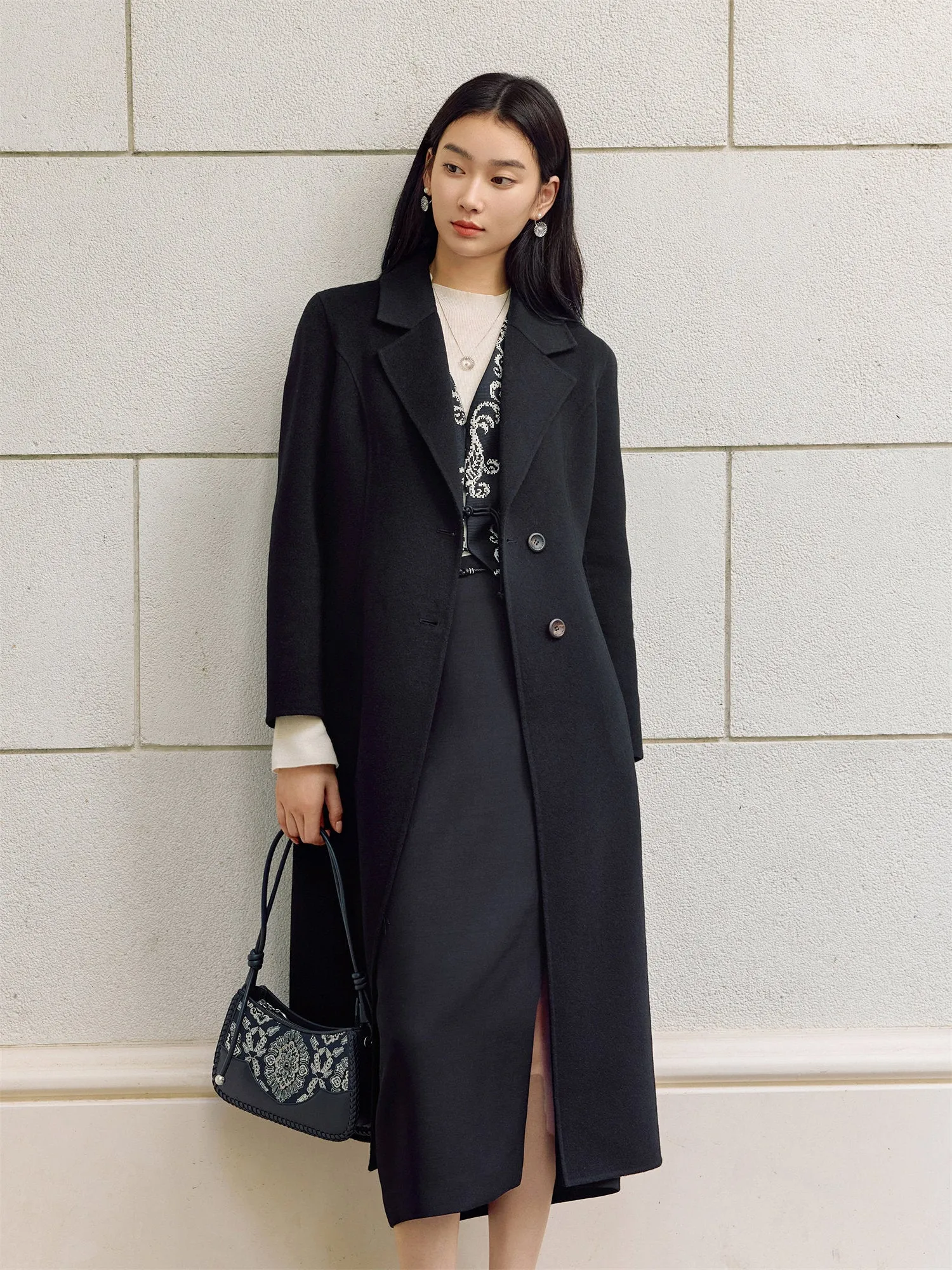 EP YAYING Double-Sided Wool Midi Coat