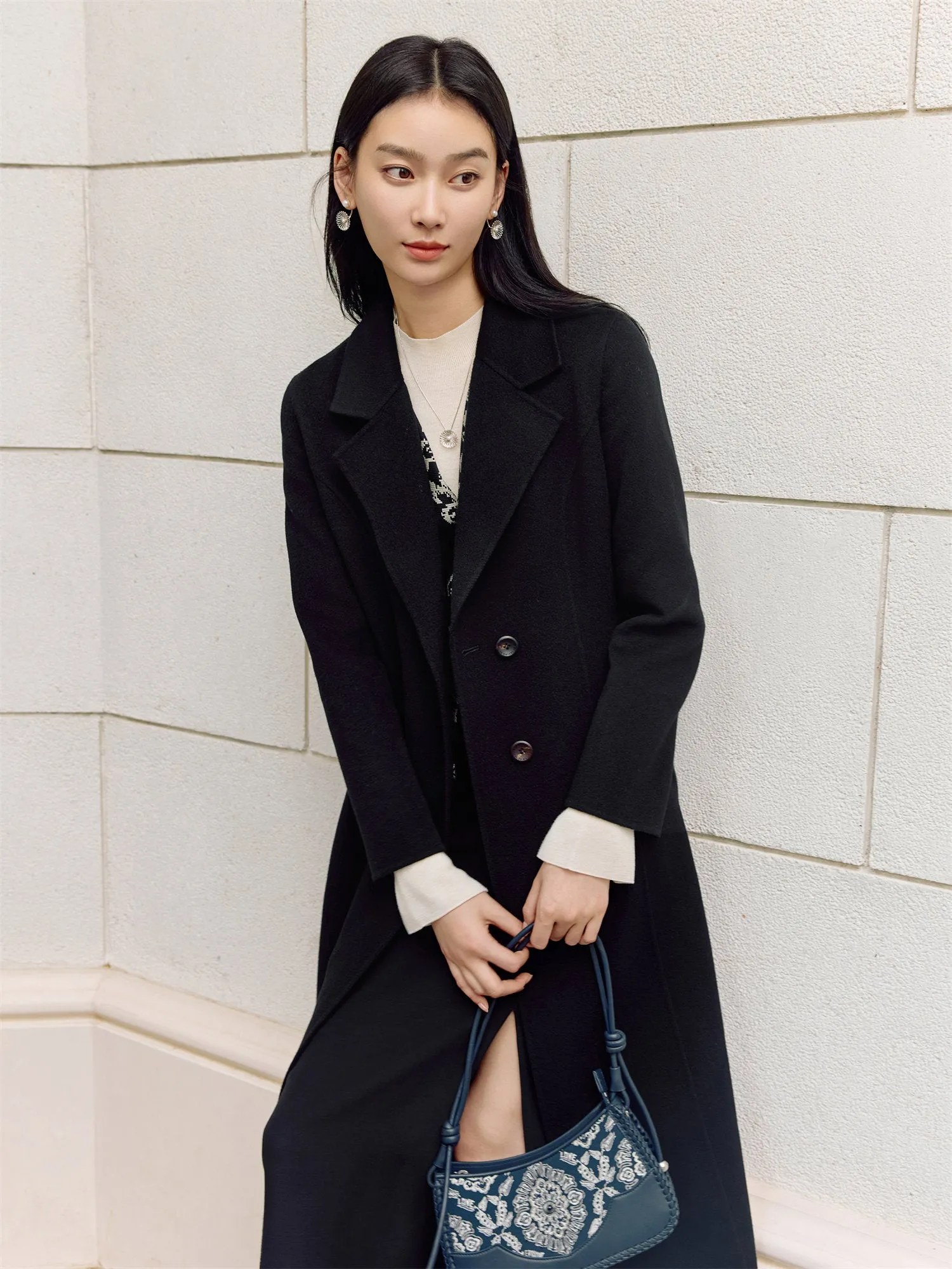 EP YAYING Double-Sided Wool Midi Coat