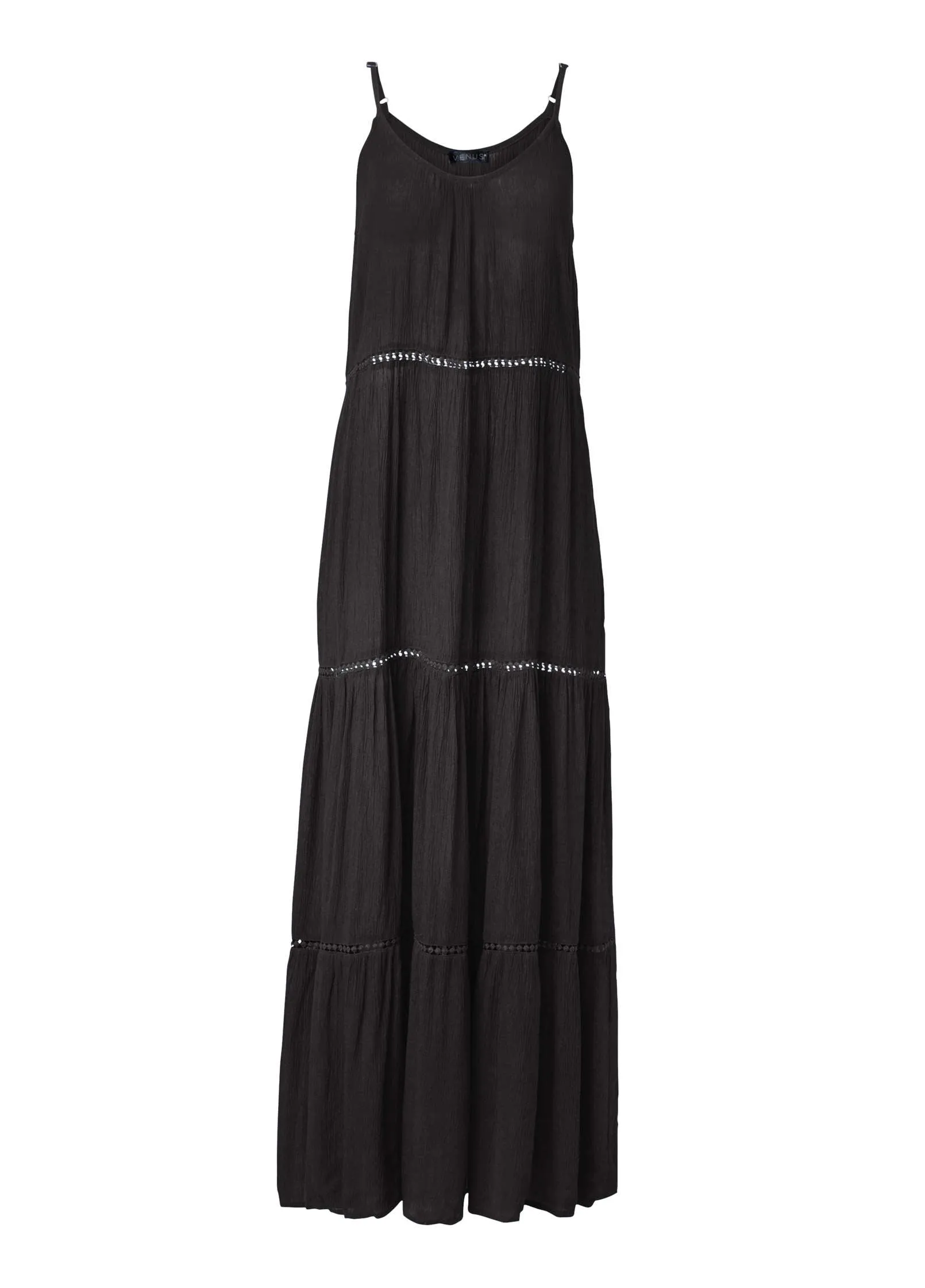 Eyelet Maxi Cover-Up Dress - Black Beauty