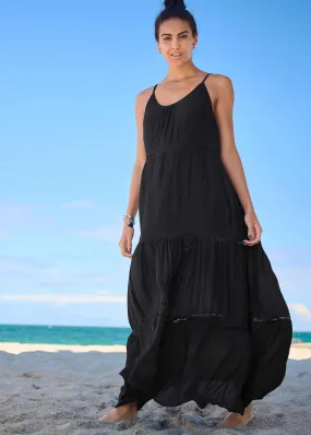 Eyelet Maxi Cover-Up Dress - Black Beauty