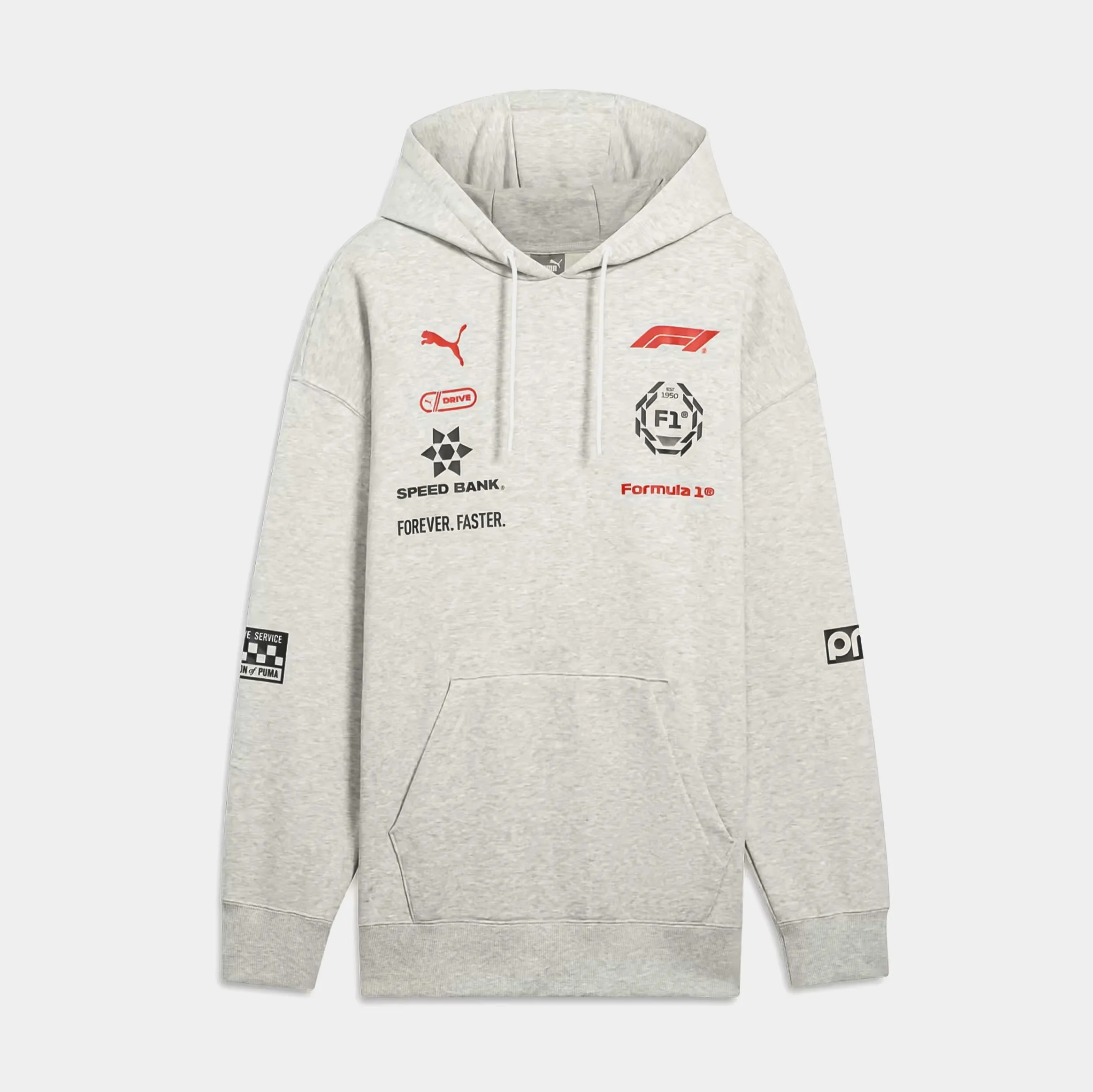 F1 Motorsport Racing Pullover Mens Hoodie (Grey/Red)