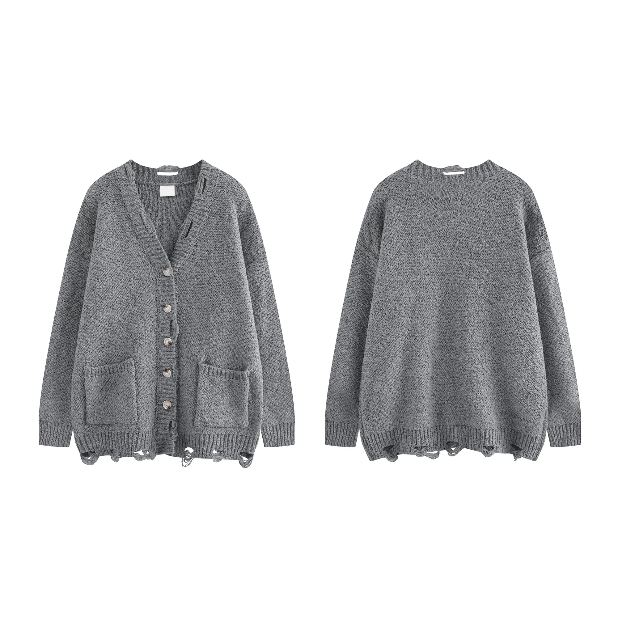 Faire Echo Trendy Oversized Distressed sweater