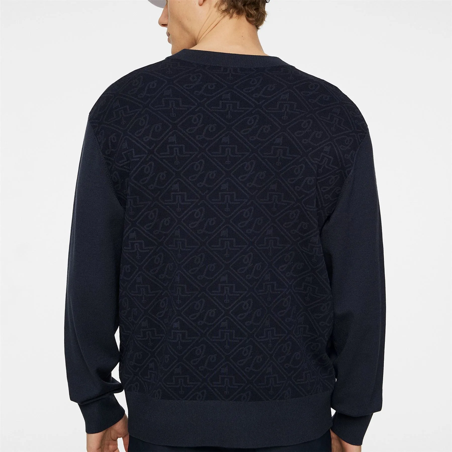 Finn Jacquard Knitted Sweater JL Navy - AW24