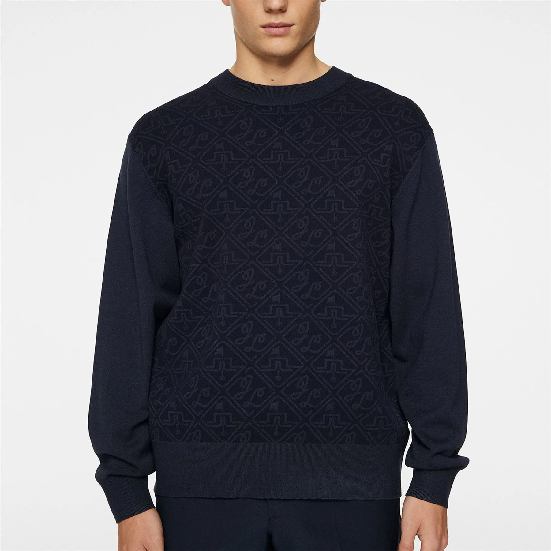 Finn Jacquard Knitted Sweater JL Navy - AW24