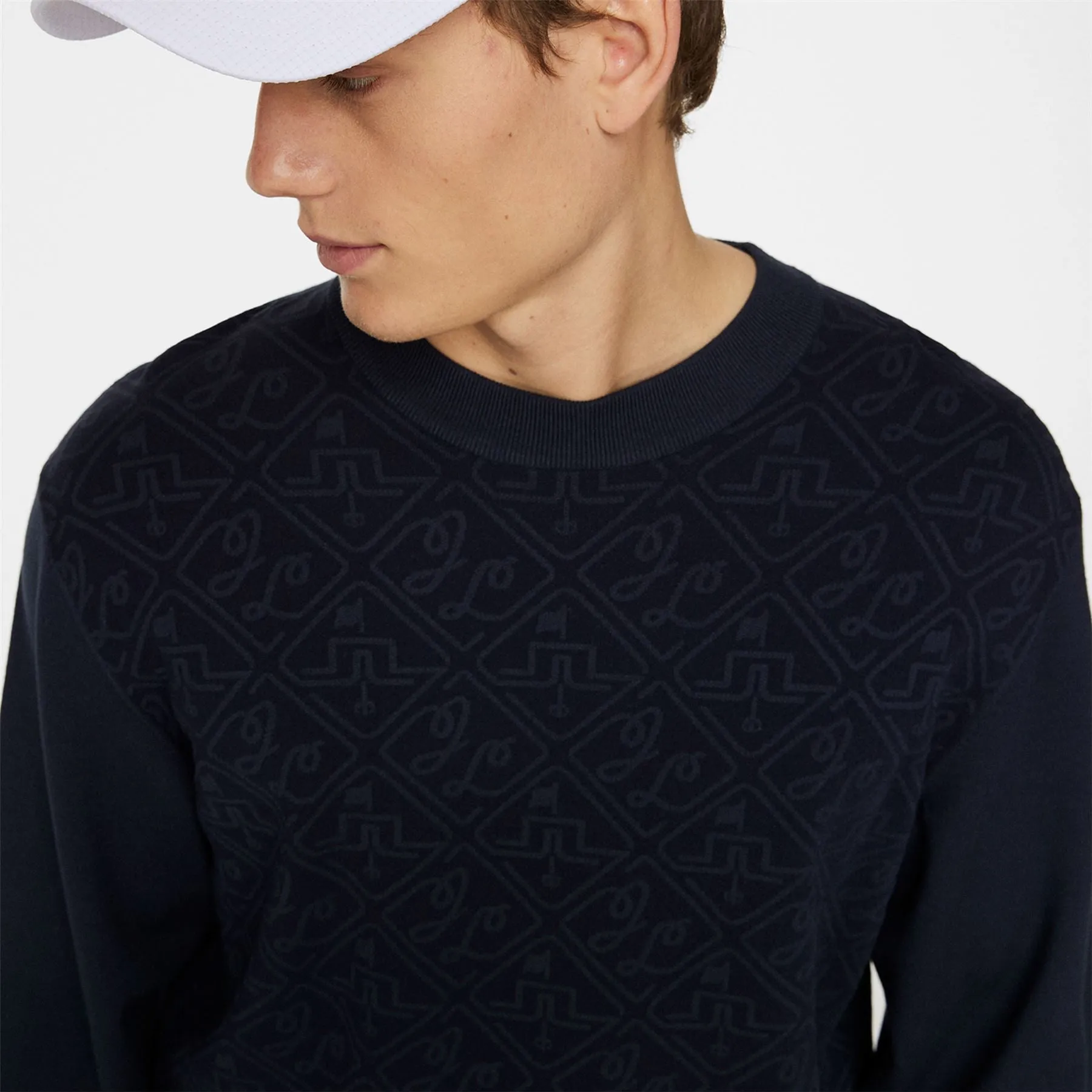 Finn Jacquard Knitted Sweater JL Navy - AW24