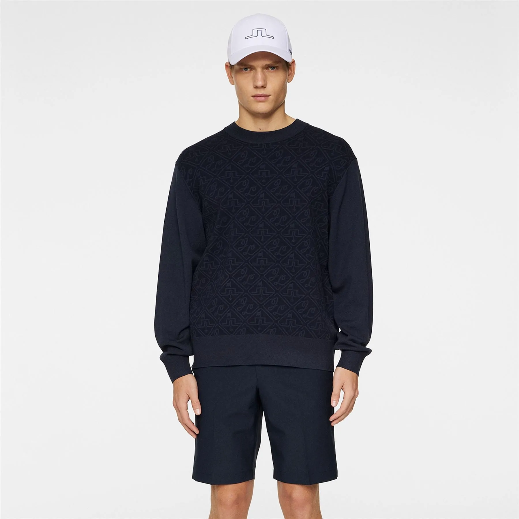 Finn Jacquard Knitted Sweater JL Navy - AW24