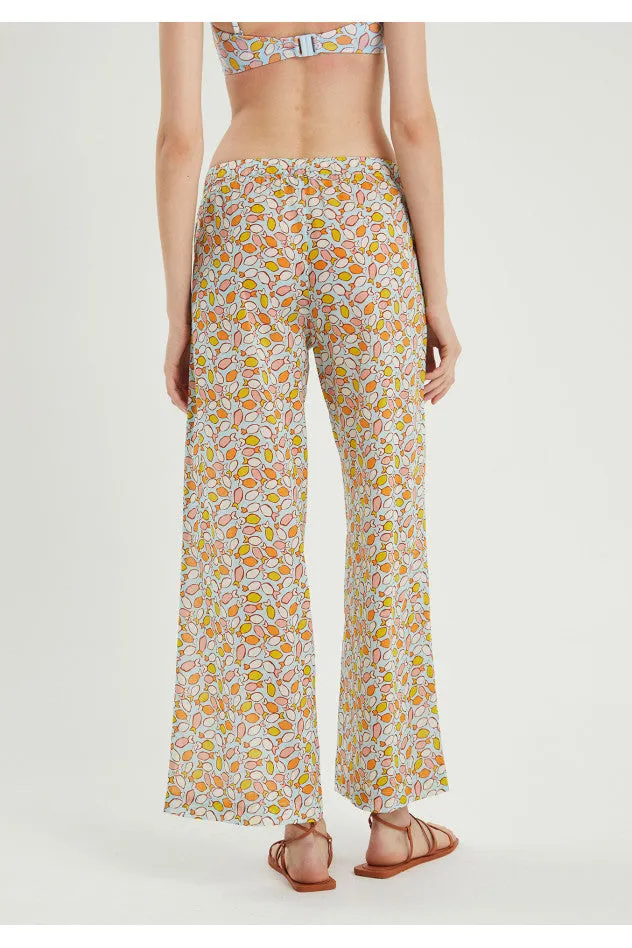 Fish Print Mid-Rise Trousers