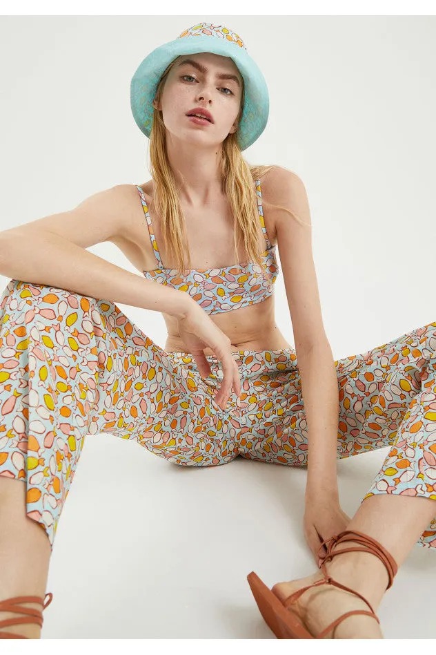 Fish Print Mid-Rise Trousers