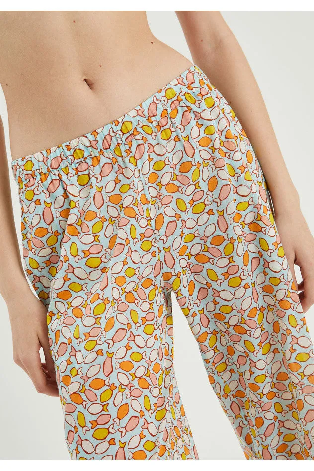 Fish Print Mid-Rise Trousers