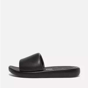 Fitflop Women Iqushion D-Luxe Padded Leather Slides |HE4-001| Black