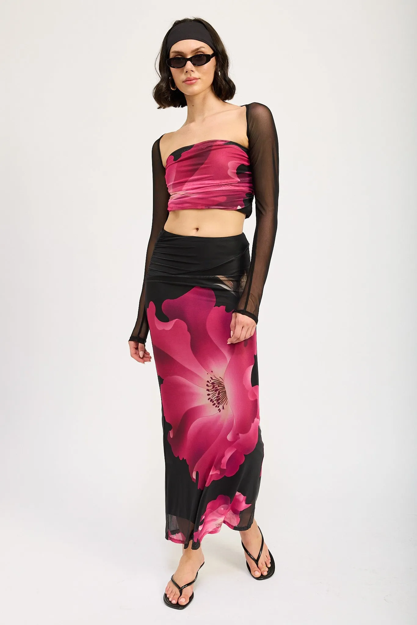 Flora Asymmetric Waist Maxi Skirt